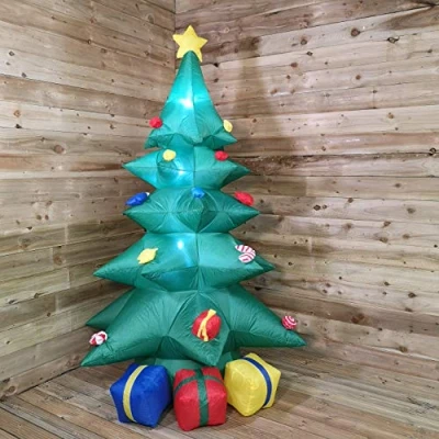 Image of Premier 2.4M Inflatable Outdoor LED Light Up Christmas Tree with Parcels