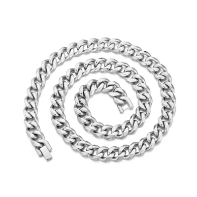 Image of Philip Jones Men&#039;s 12mm Stainless Steel 18 Inch Cuban Curb Chain Necklace