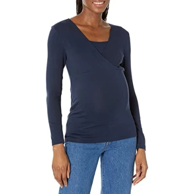 Image of Amazon Essentials Women&#039;s Maternity V Neck Nursing Top, Navy, XXL