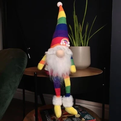 Image of Samuel ALEXANDER 47cm Rainbow Plush Seated Christmas Gonk with Dangly Legs Decoration