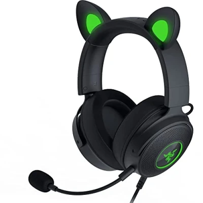 Image of Razer Kraken Kitty Edition V2 Pro Wired RGB Headset with Interchangeable Ears (Interchangeable Ears, Stream Reactive Lighting, TriForce Titanium 50 mm Drivers, HyperClear Cardioid Mic) Black