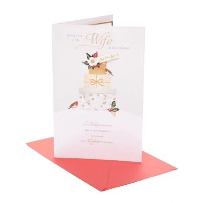 Image of UK Greetings Christmas Card for Wife Sophisticated Design