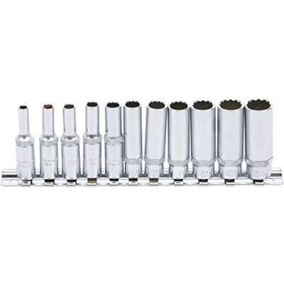 Image of BGS 5251 Socket Set, 12 point, deep 6.3 mm (1/4&quot;) Drive 4 13 11 pcs.