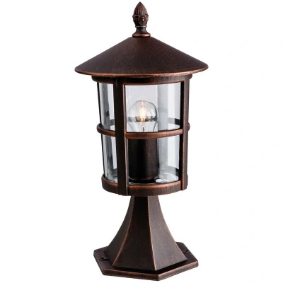 Image of Stratford 1 Light Outdoor Lantern Pillar Bronze IP44, E27