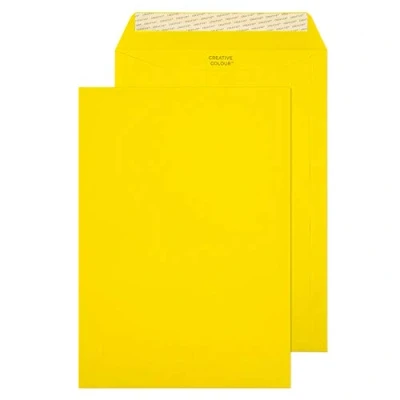 Image of Blake Creative Colour C4 229 x 324 mm 120 gsm Peel &amp; Seal Wallet Envelopes (403) Banana Yellow Pack of 250