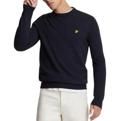 Image of Lyle &amp; Scott Lambswool Blend Crew Neck Jumper Dark Navy Marl M
