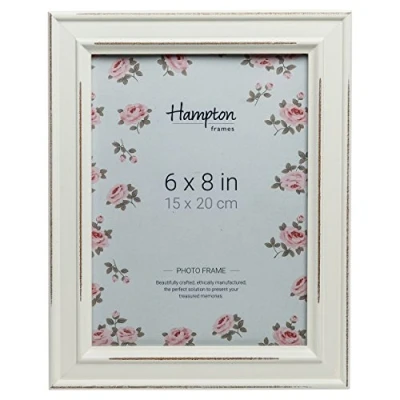 Image of Hampton Frames PALOMA White Shabby Chic 6x8&quot; 15x20cm Distressed Wood Photo Frame PAL301968W