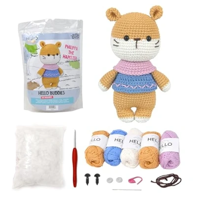 Image of KNITTY CRITTERS Hello Buddies Crochet Kit Philippa The Hamster