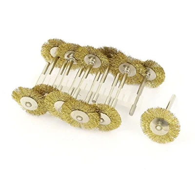 Image of Sourcingmap 12x 1/8inch Shank 25mm Wheel Brass Bristle Brush for Dremel Tool