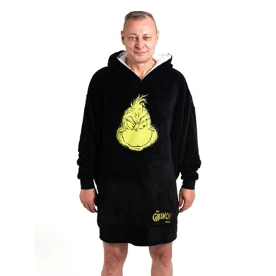 Image of United Labels The Grinch Oversize Cosy Hoodie for Men Oversized Cuddly Jumper Fluffy Blanket black, One Size