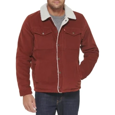 Image of Levi&#039;s Men&#039;s Corduroy Sherpa Lined Trucker Jacket (Standard and Big &amp; Tall) Denim, Rust, Large