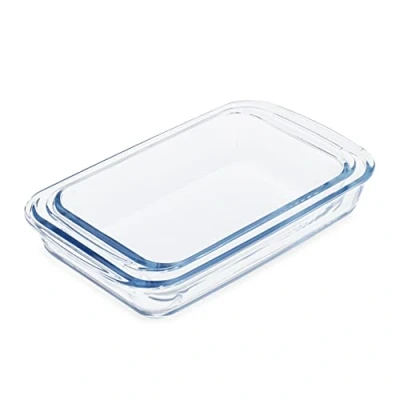 Image of Relaxdays Set of Casserole Dishes in 2 Sizes, Rectangular, Lasagne, Roast, Tiramisu, Glass Oven Form, Dishwasher Safe