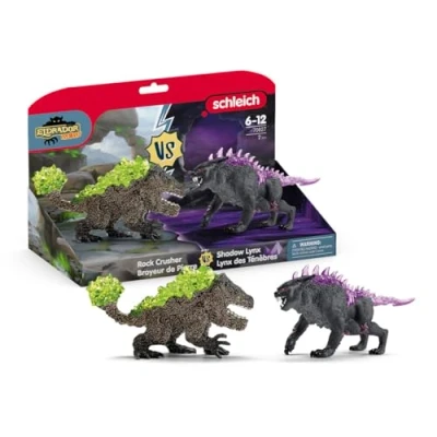 Image of schleich 70827 Shadow Lynx vs. Rock Crusher, from 7 years ELDRADOR CREATURES Figurine, 31 x 16 18 cm