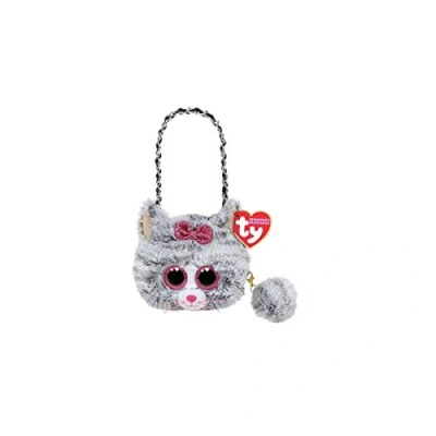 Image of TY Unisex Kids’ Pochette Porte Monnaie Peluche 10cm Kiki le Chat Pouch, Grey, Small