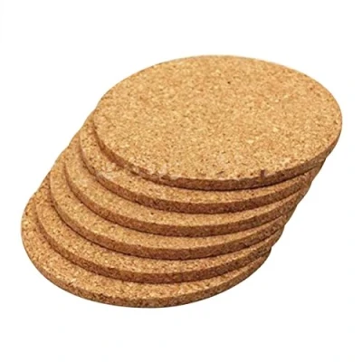 Image of Profusion Circle 6pcs Round Heat Insulation Cork Coasters Drink Placemat Plain Coffee Tea Cup Mat