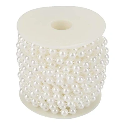 Image of Mutuer Pearl Beads String Chain Garland, 10m/roll Grinding Wire Garland DIY Wedding Decoration for Party Home 8mm (White)
