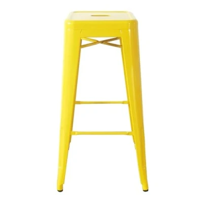 Image of Bolero Bistro Steel High Stool Set (Pack of 4), Yellow, Powder Coated Steel, Industrial Style Stools, Size: 770(H) x 435(W) 425(D) mm, Stackable, Non Marking Foot Pads, CH999