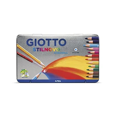 Image of GIOTTO Stilnovo Acquarell Watercolour Colouring Pencils, 12 Assorted Colours, Ideal for Children, Parties and Schools