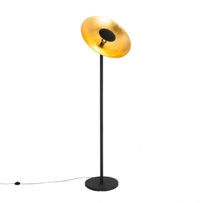 Image of Qazqa Industrial Floor lamp Black with Gold Interior 60 cm Magnax Suitable for LED E27 1 Light Steel Living Room I Bedroom