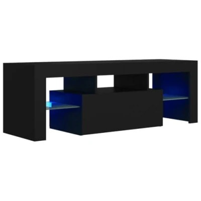 Image of vidaXL TV Cabinet with LED Lights Hifi Stand Media Unit Entertainment Centre Modern Desk Bedroom Living Room Furniture Black