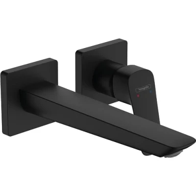 Image of Hansgrohe 71256670 Logis Single Lever Basin Mixer for Concealed Installation Fine Wall Mounted with spout 20,6 cm, matt Black, Discharge Length 20.5cm