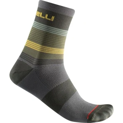 Image of CASTELLI 4522039 075 SCIA 12 SOCK Unisex Socks Military Green/Saffron Forest S/M