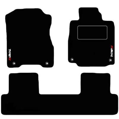 Image of Lusso Floor Carpet Mats for Car Tailored/Compatible to Fit Honda CRV 2012 2017 with Type H Logo &amp; 4 Clips Front Rear Heel Pad 3 Piece Set (Silver Edging)