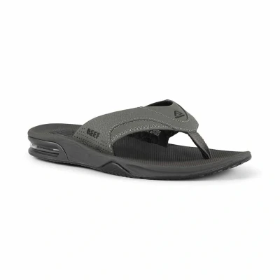 Image of Reef Men&#039;s Fanning Flip Flops, Grey Black, 14 UK