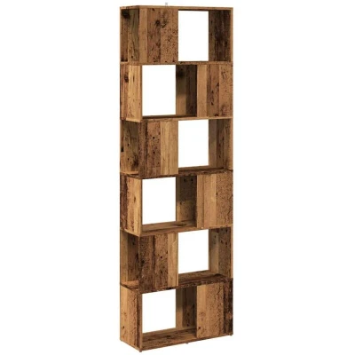 Image of vidaXL book cabinet/room divider 60x24x186 cm engineered wood old color, freestanding bookshelf for living room/bedroom modern style