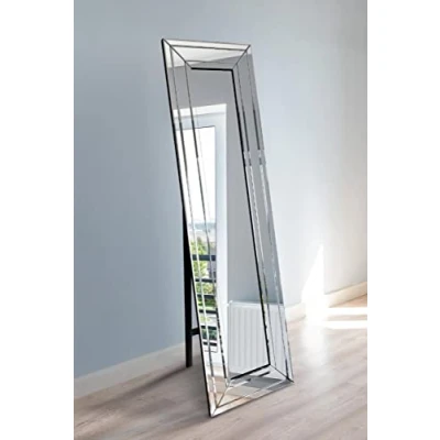 Image of MirrorOutlet New Triple Bevel Large Modern Venetian Cheval Free Standing Mirror 5Ft X 1Ft3 (150 40cm), Frameless