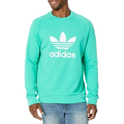 Image of adidas Originals Men&#039;s Adicolor Classics Trefoil Crewneck Sweatshirt, Green/White, Large