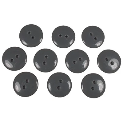 Image of Smartie Buttons Polyester Round 2 Hole Pack of 10 (Grey, 15mm)