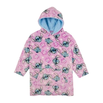 Image of Disney Lilo &amp; Stitch Hoodie For Kids Girls Oversized Soft Fleece Blanket Novelty Hooded Lounge Gown Sherpa Hood Lining Gift One Size Fits All Age 7 13 Years Lilac
