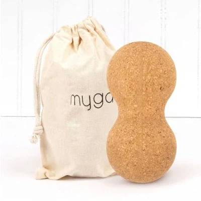 Image of Myga Cork Peanut Lacrosse Ball Muscle Roller Self Massager for Myofascial Release, Trigger Point Therapy and Deep Tissue Massage 14 x 6cm