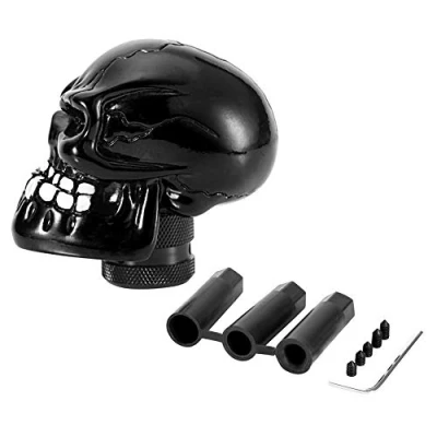 Image of Gear Shift Knob Lever,Skeleton Skull Head Car Modified Stick Lever Shifter Universal (Black)