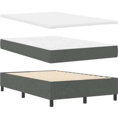 Image of vidaXL Box Spring Bed with Mattress &amp; Bench Dark Grey 120x190 cm Fabric