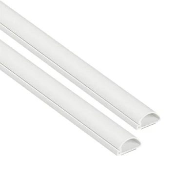 Image of D Line Micro+ Cable Trunking 2 Pack, Half Round Cover, Paintable, Self Adhesive Wire Hide TV Wires, Management 2x 20mm (W) x 10mm (H) 1 meter Lengths (2 Meter) White