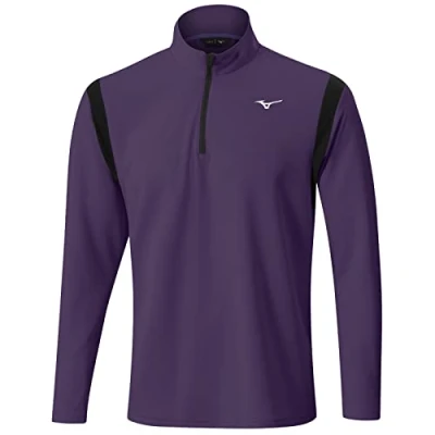 Image of Mizuno Golf Mens Winter Breeze Elite Lightweight 1/4 Zip Sweater Pullover Purple Medium