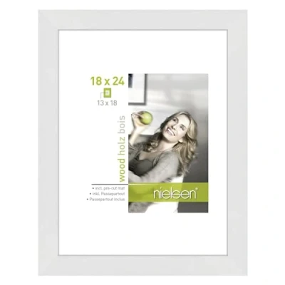 Image of accent by nielsen Apollon Photo Frame White 18x24cm Wooden Picture with Mount to Fit 5x7 Photograph, Protective Float Glass and Push Turn Clips