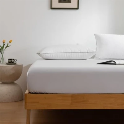 Image of Good Nite Single Fitted Sheet 200 Thread Count 100% Egyptian Cotton 90x190cm Beding Sheets Cosy Bed Lines Machine Washable (White, Single)