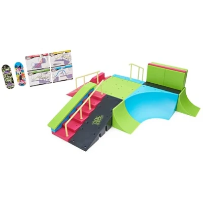 Image of Tech Deck, Neon Mega Park X Connect Creator, Glow In The Dark Customisable Ramp Set with Two Fingerboards, Kids’ Toy for Boys and Girls Ages 6 up