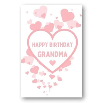 Image of Second Ave Grandma Pink Hearts Love Cute Happy Birthday Card Greetings For Her