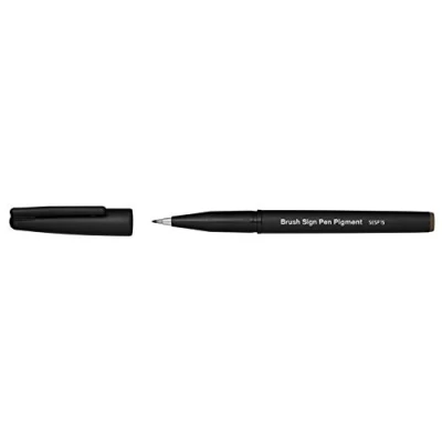 Image of Pentel SESP15 SPX Brush Sign Pen Pigment with Pigmented Ink, Fibre Tip Pen, Like Tip, Sepia, Pack of 1