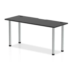 Image of Impulse Black 1600 x 600mm Straight Table CP Chrome Leg