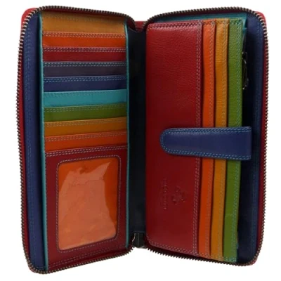Image of VISCONTI LUXURY LARGE BLACK LEATHER ORGANISER PURSE WALLET SP33
