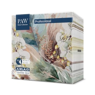 Image of PAW Airlaid Cloth Like Napkins (40 x 40 cm) 50 Pieces Ideal for Wedding, Christening, Communion, Birthday Linen Feel Elegant Color: Foggy Leaves