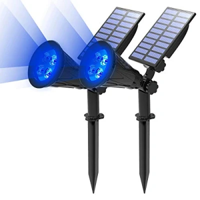Image of T SUN (2 Pack&amp;250 Lumens) Led Solar Spotlight, 4 Blue Waterproof Outdoor Security Garden Landscape Lamps, 180Angle Adjustable, Auto on/Off for Tree, Yard,Lawn,Pathway,Deck,Patio Etc.