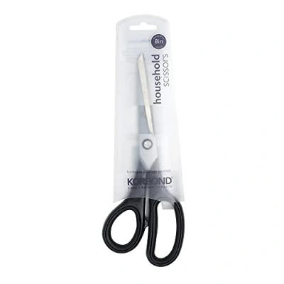 Image of Korbond Scissors 8 INCH (20cm) Soft Grip Handle, Ideal for Household, Multi Purpose, Fabric, Crafting, Sewing, Quilting, Paper, Kitchen. AMBIDEXTROUS Right &amp; Left Handed Users, 8inch