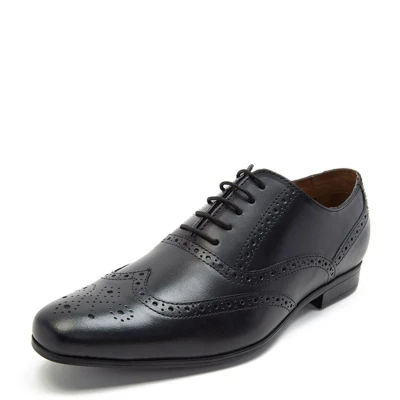 Image of Thomas Crick Men&#039;s Portland Oxford Formal Brogue Lace Up Leather Shoes Black