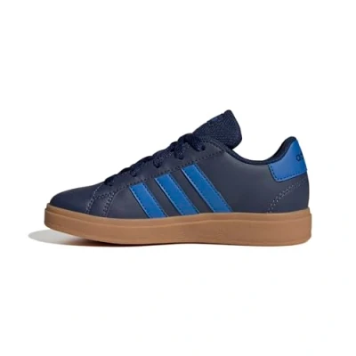 Image of adidas Unisex Kids Grand Court Lifestyle Tennis Lace up Shoes Shoes, Dark Blue Bright Royal Gum10, 5 UK Child